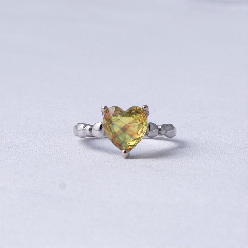 925 Silver Rainbow Heart Cut Solitaire Ring
