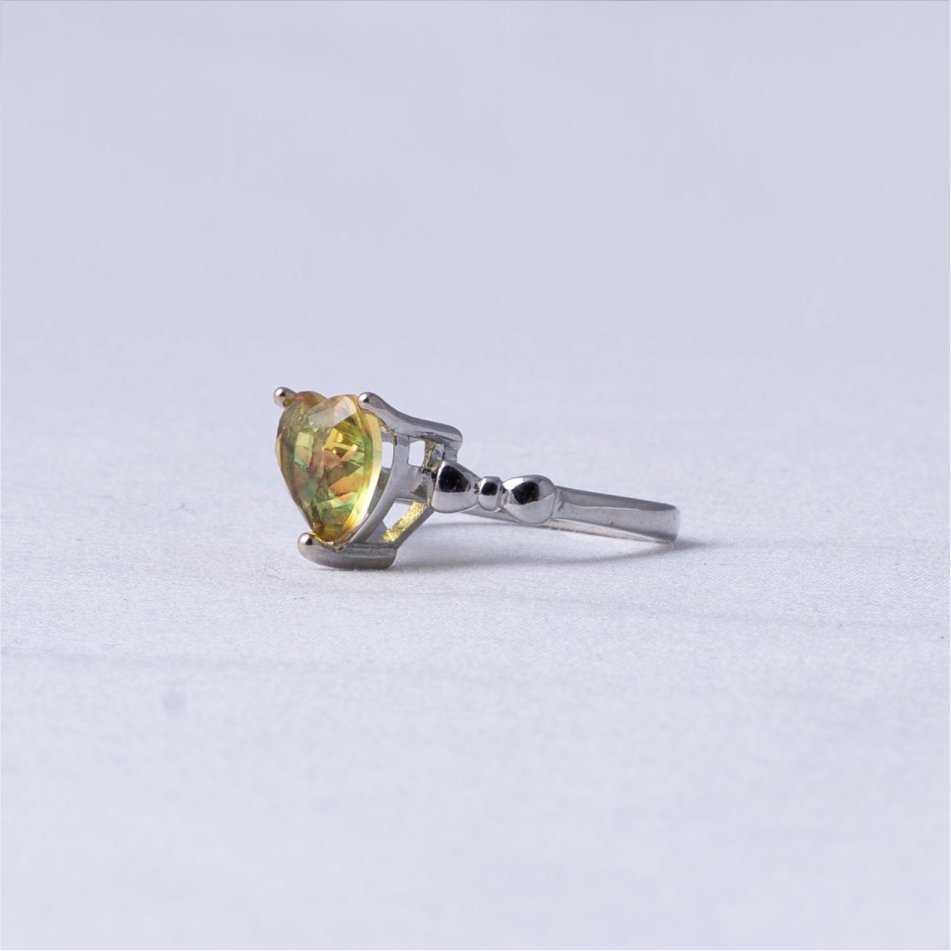 925 Silver Rainbow Heart Cut Solitaire Ring - Image 3