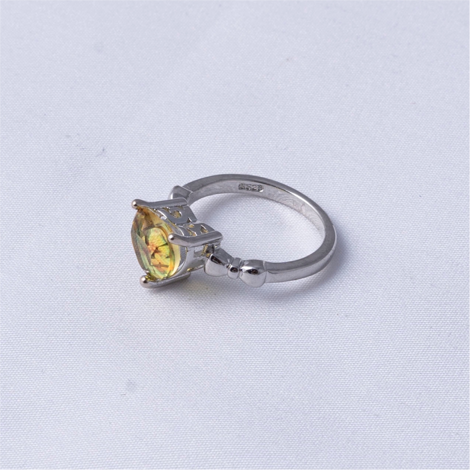 925 Silver Rainbow Heart Cut Solitaire Ring - Image 4