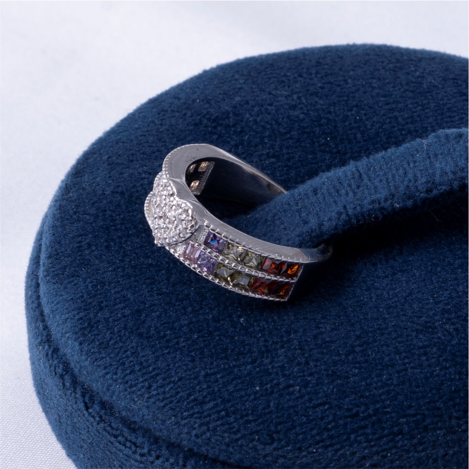 Heart Multicolor 925 Silver Ring - Image 4