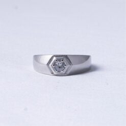 925 Silver Hexagon Solitaire Ring