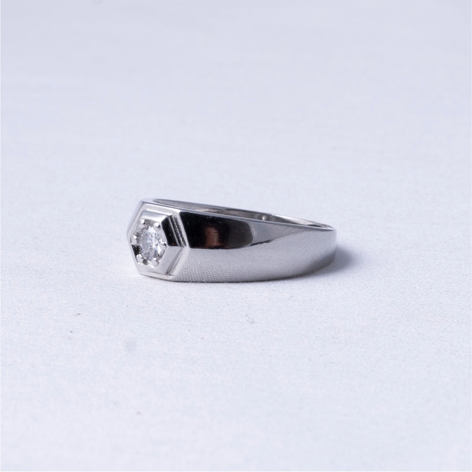 925 Silver Hexagon Solitaire Ring - Image 3