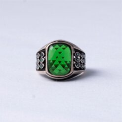 925 Silver Imperial Green CZ Signet Ring