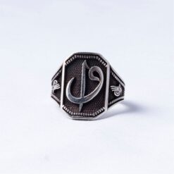 Khanda Symbol Oxidised 925 Silver Ring