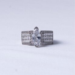 925 Silver Marquise Cut Geometric Ring