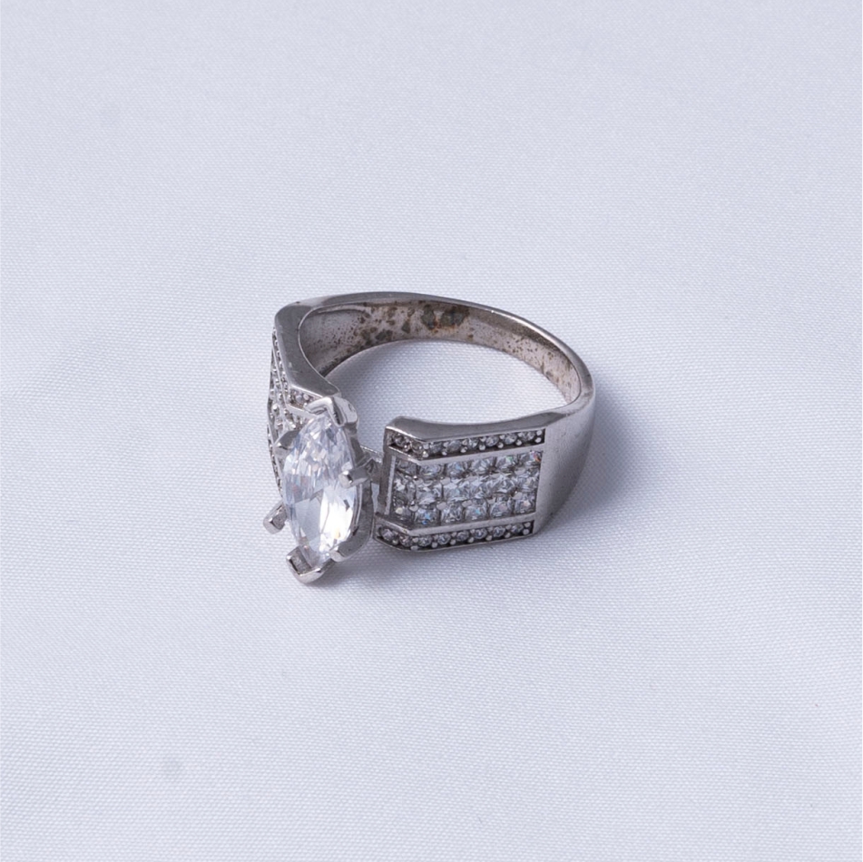 925 Silver Marquise Cut Geometric Ring - Image 4