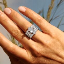 Alternative view of 925 Silver Marquise Cut Geometric Ring