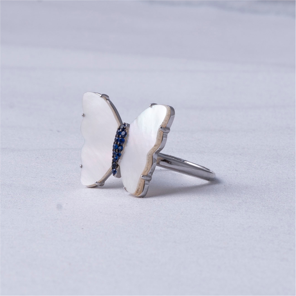 Mother of Pearl Butterfly Statement Ring - Image 3