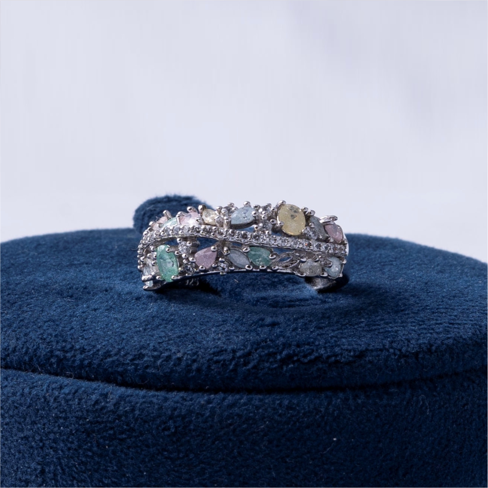 Multicolor Gemstone 925 Silver Ring