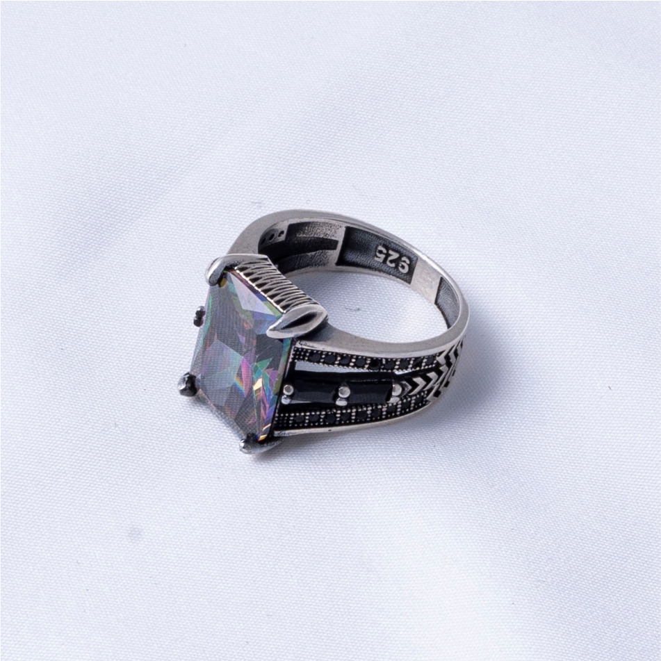 Mystic Rainbow Stone 925 Silver Ring - Image 4
