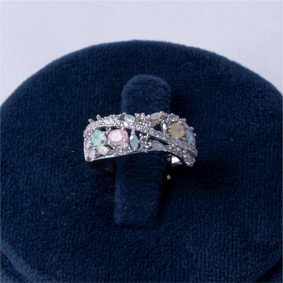 Pastel Bloom Multi-Stone CZ Ring
