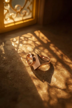 Alternative view of Peach Stone Rose Gold Plated 925 Silver Ring
