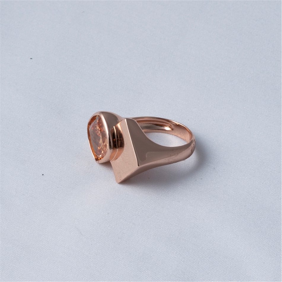 Peach Stone Rose Gold Plated 925 Silver Ring - Image 3