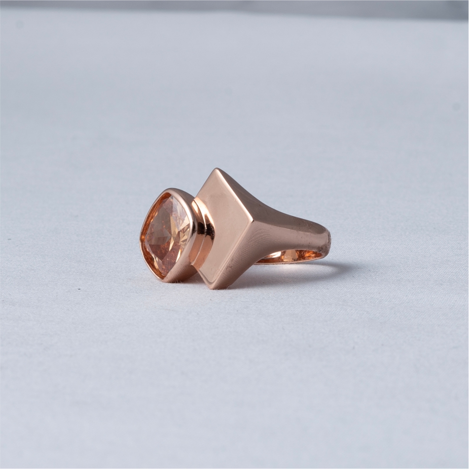 Peach Stone Rose Gold Plated 925 Silver Ring - Image 4