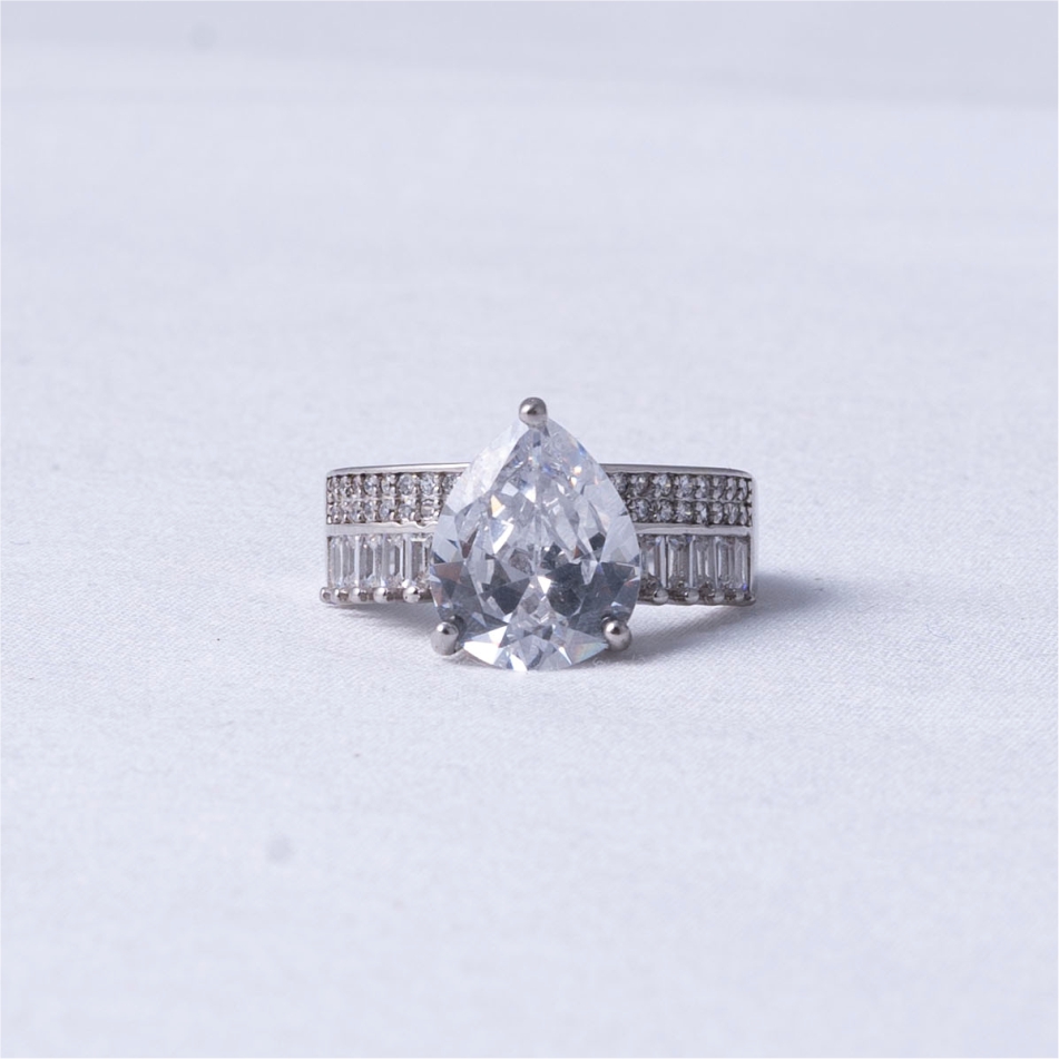 Pear Cut Solitaire 925 Silver Ring