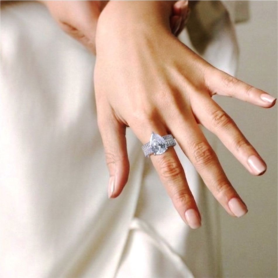 Pear Cut Solitaire 925 Silver Ring - Image 2