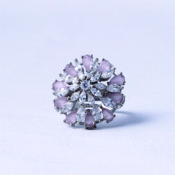 Pink Floral Crystal Coktail Ring