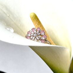 Alternative view of Pink Floral Crystal Coktail Ring