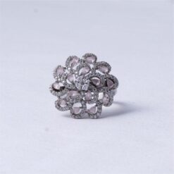 Pink Floral Zircon 925 Silver Ring