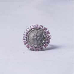 Pink Halo Coktail Silver Ring