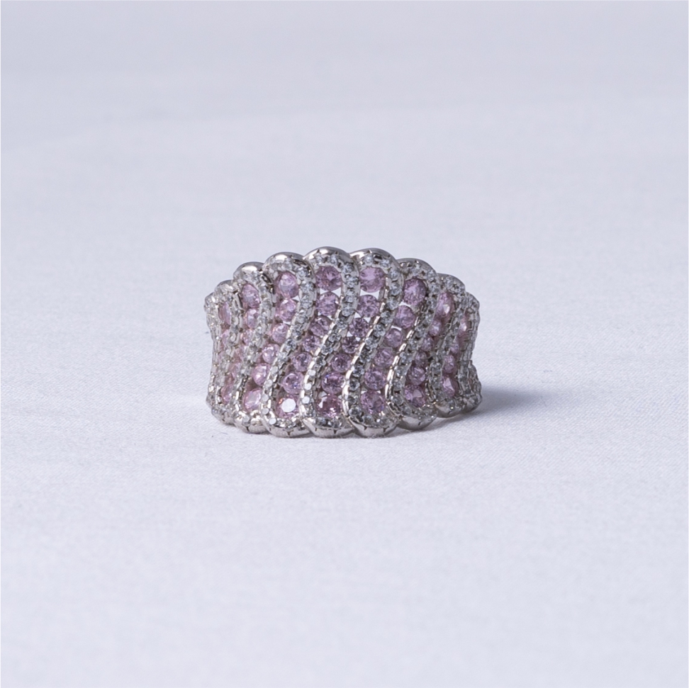 Pink Wave Silver Statement Ring