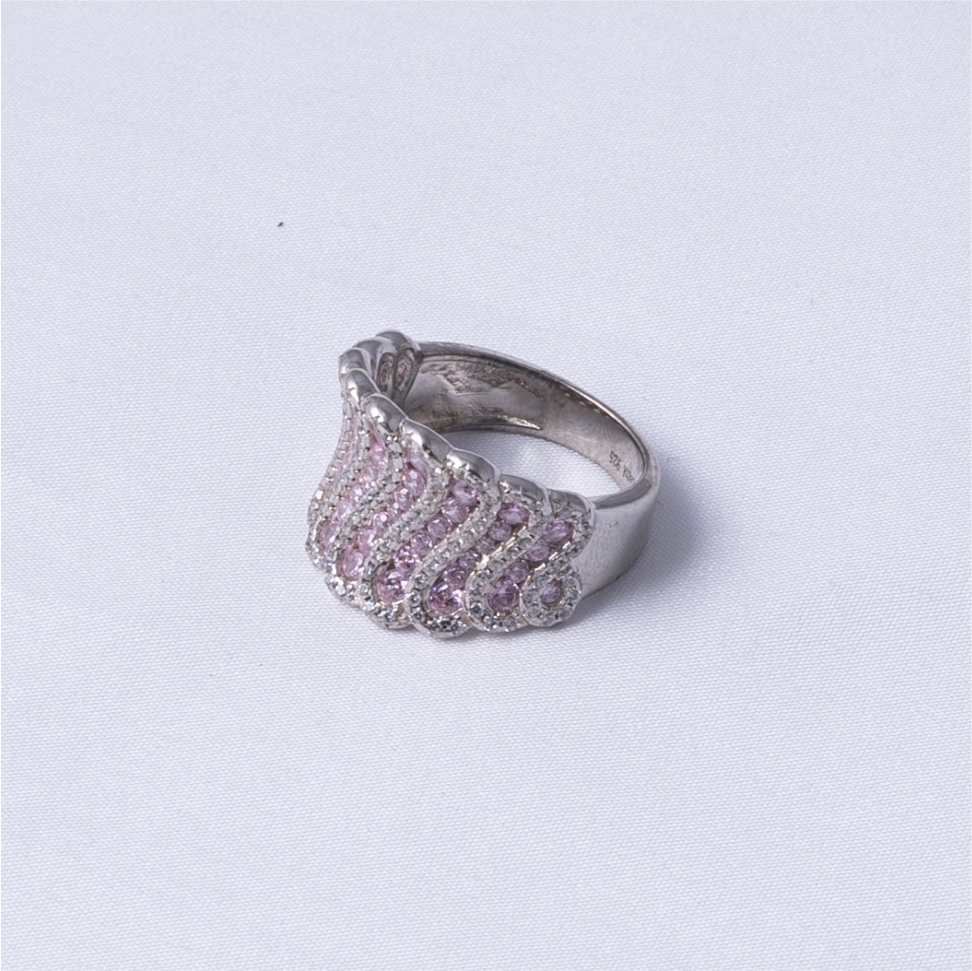 Pink Wave Silver Statement Ring - Image 4