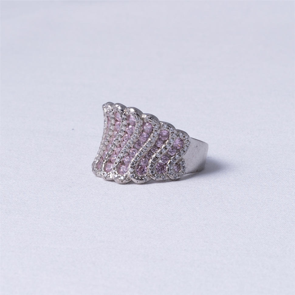 Pink Wave Silver Statement Ring - Image 5