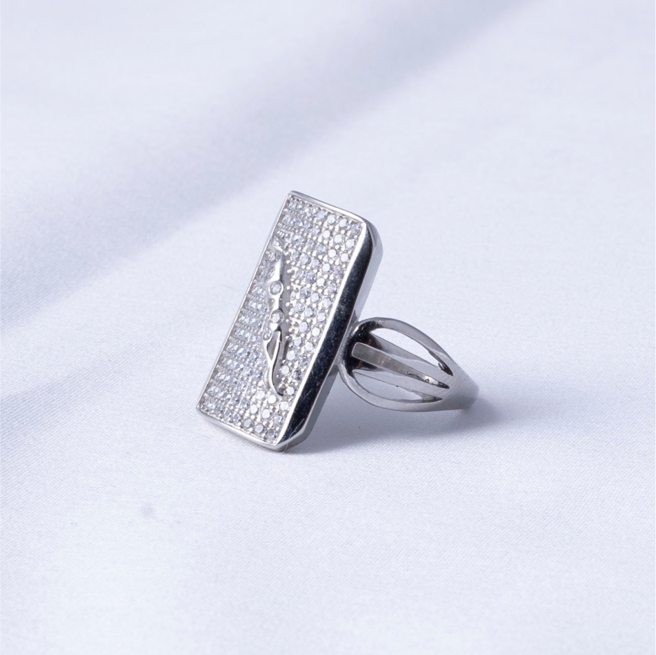 Rectangle CZ 925 Silver Ring - Image 3