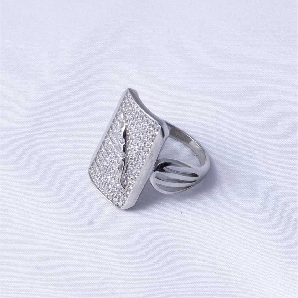 Rectangle CZ 925 Silver Ring - Image 4