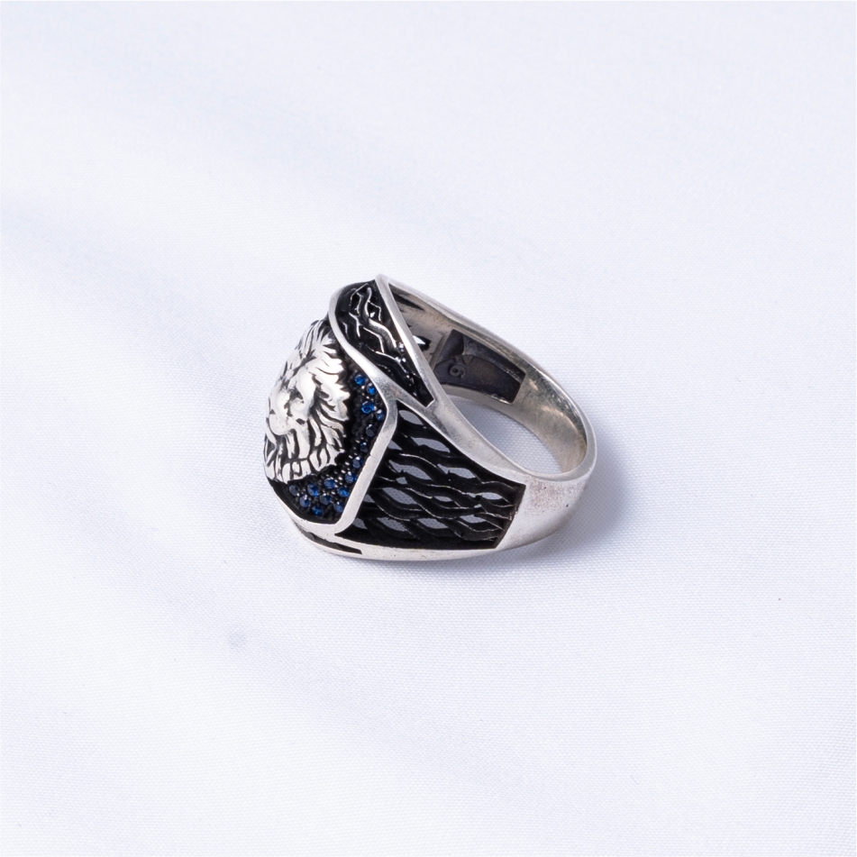 Regal Lion CZ Stone 925 Silver Ring - Image 4