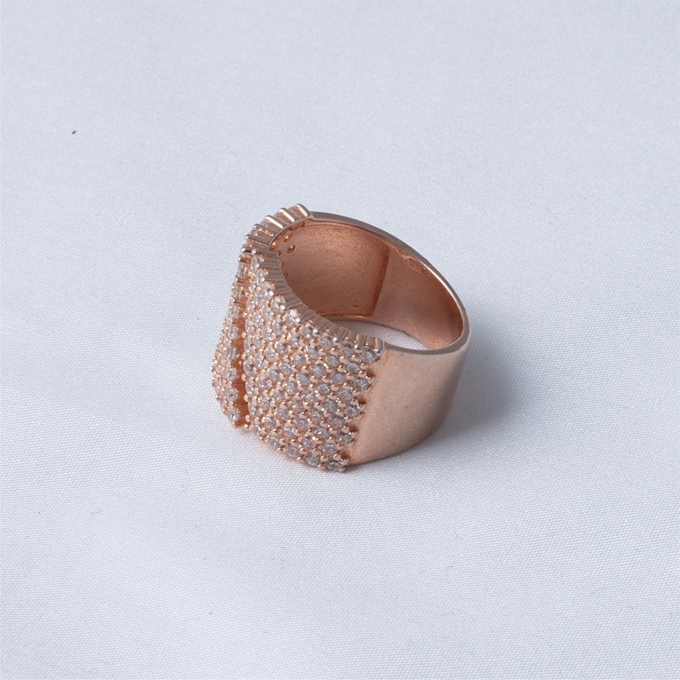 Rose Gold Diamond Style 925 Silver Ring - Image 3