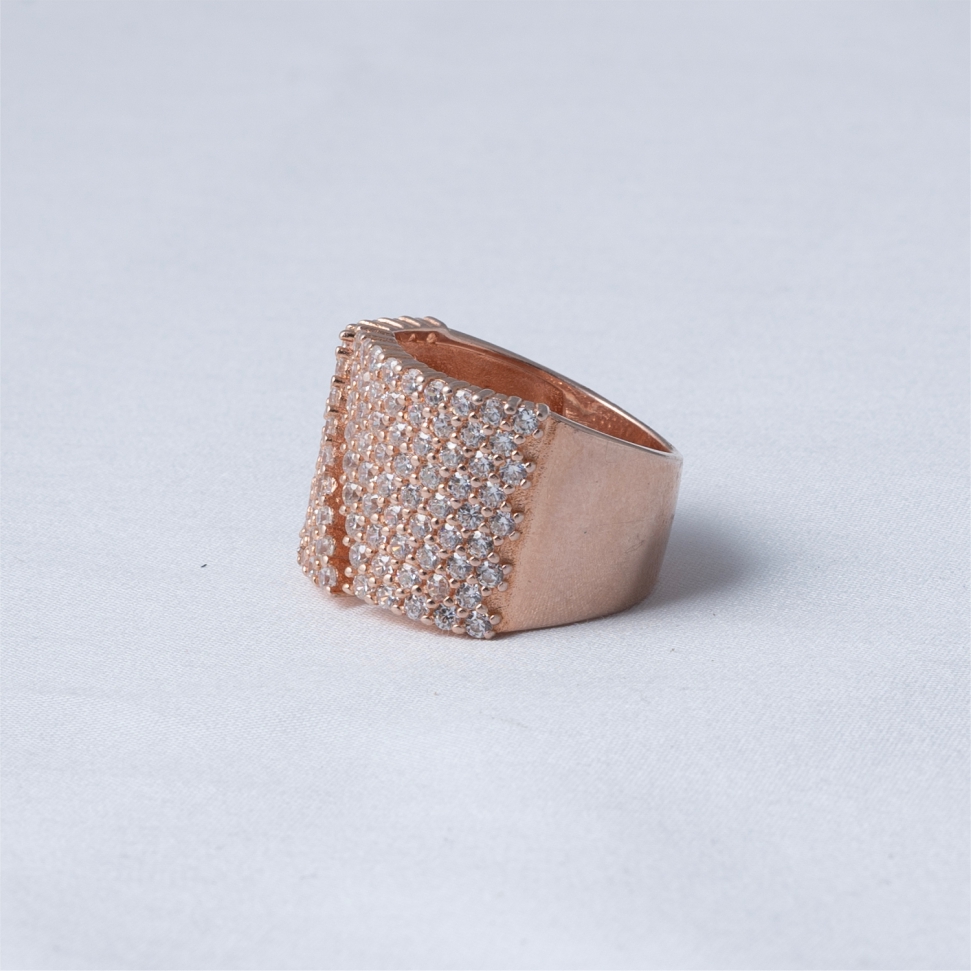 Rose Gold Diamond Style 925 Silver Ring - Image 4
