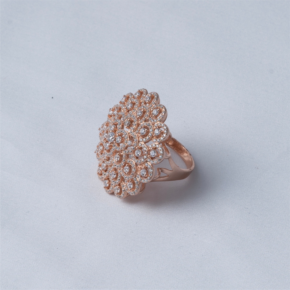 Rose Gold Floral 925 Silver Ring - Image 3