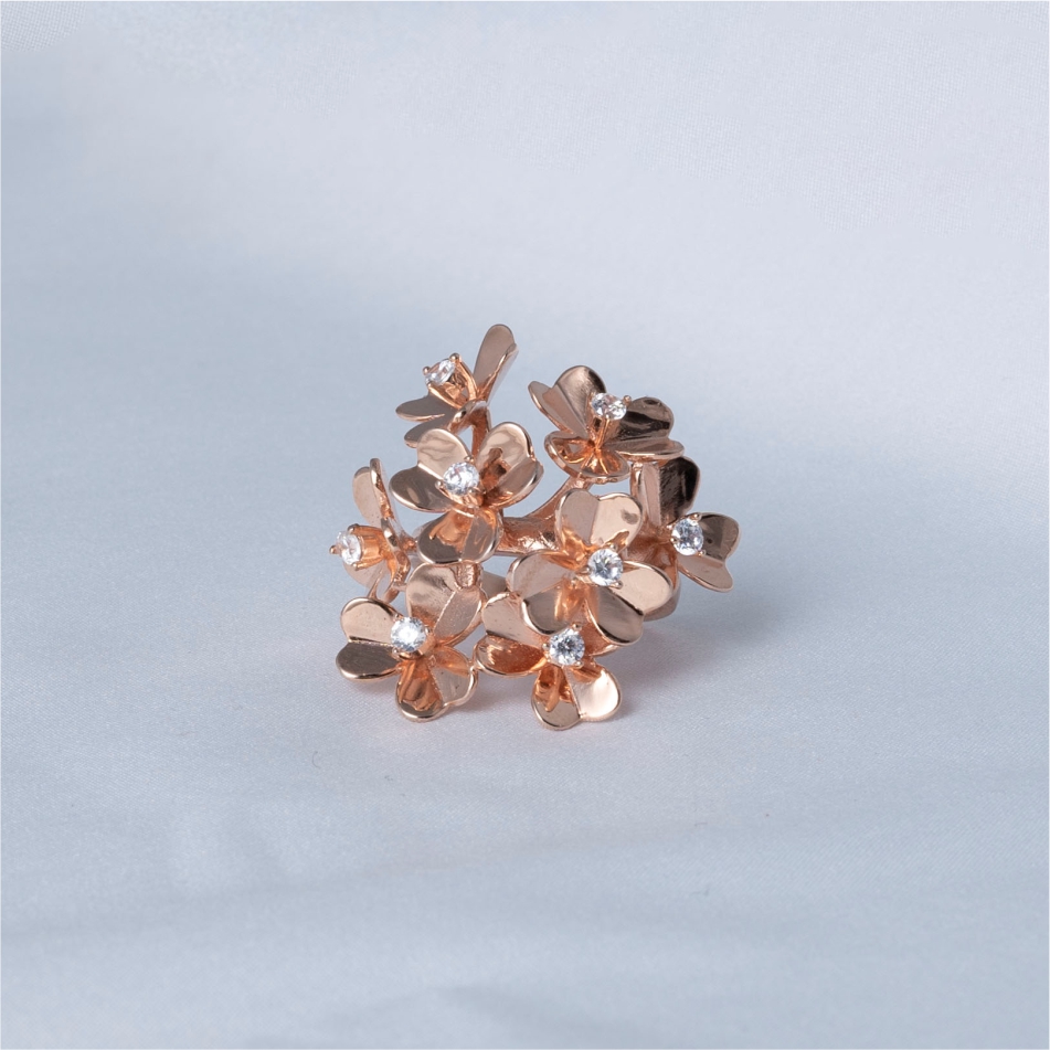 Rose Gold Floral Bloom Statement Ring