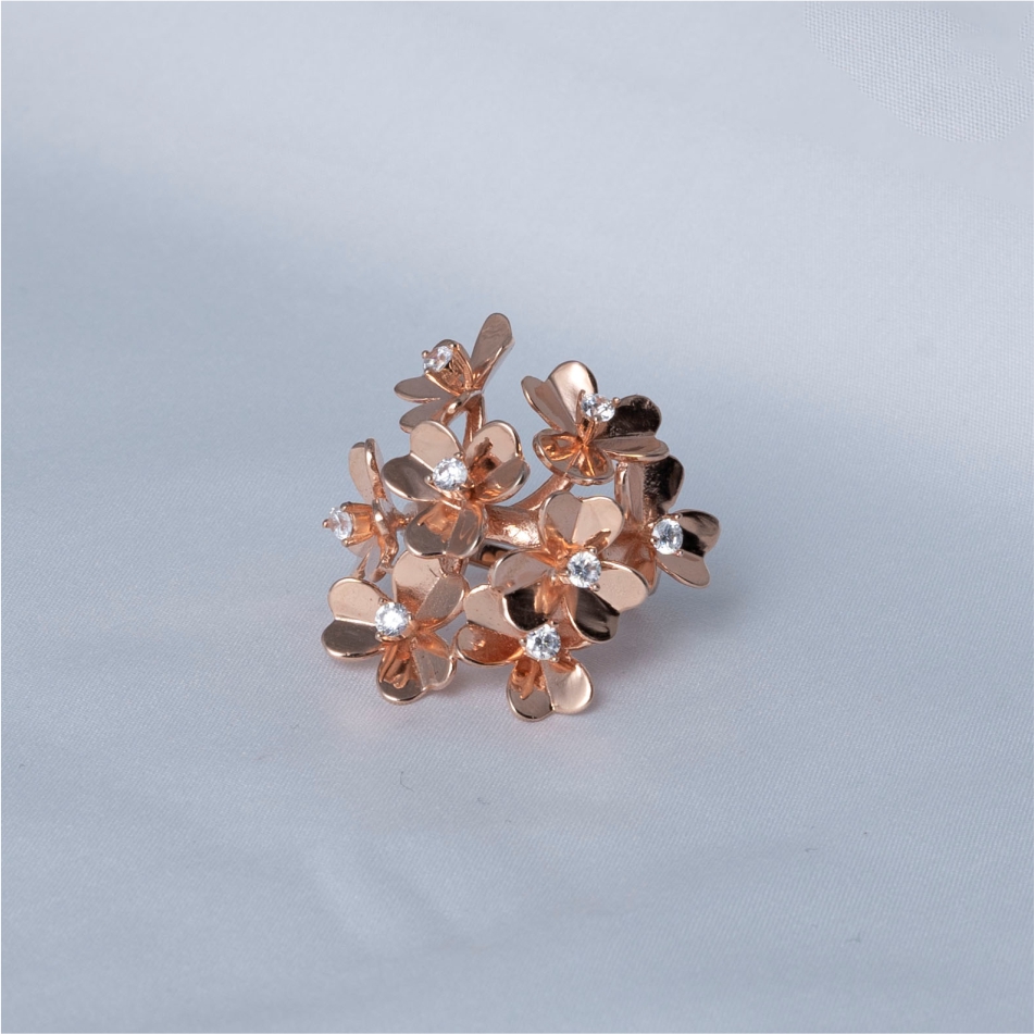 Rose Gold Floral Bloom Statement Ring - Image 3