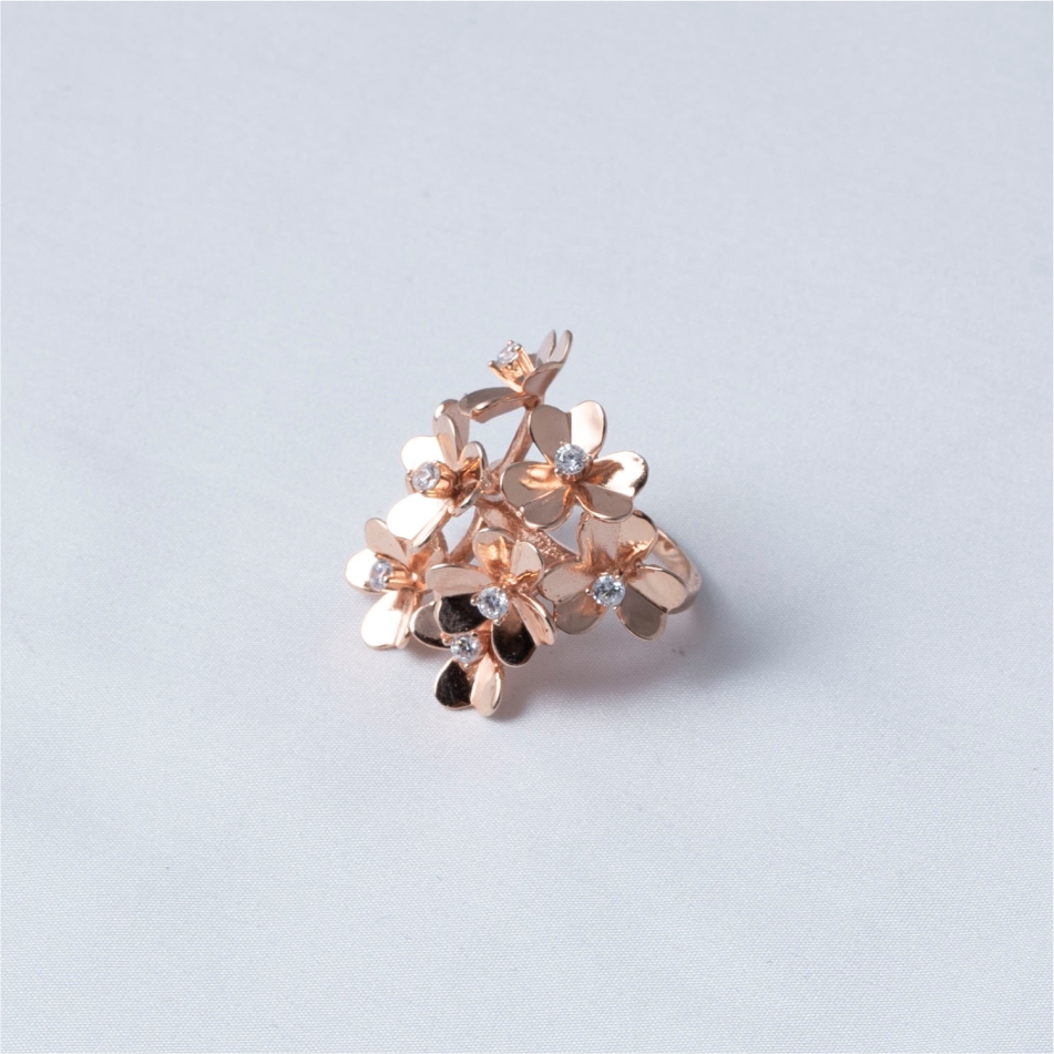 Rose Gold Floral Bloom Statement Ring - Image 4