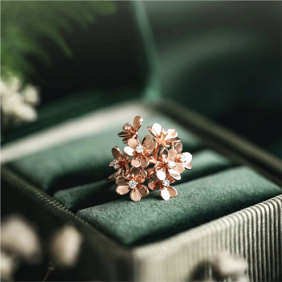 Rose Gold Floral Bloom Statement Ring - Image 2