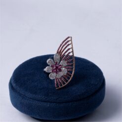 Ruby Floral Fan 925 Silver Ring