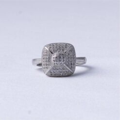 Square Pavé Cluster 925 Silver Ring