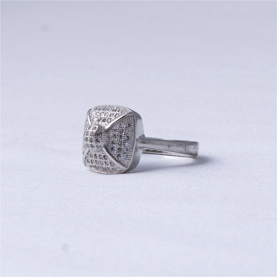 Square Pavé Cluster 925 Silver Ring - Image 3