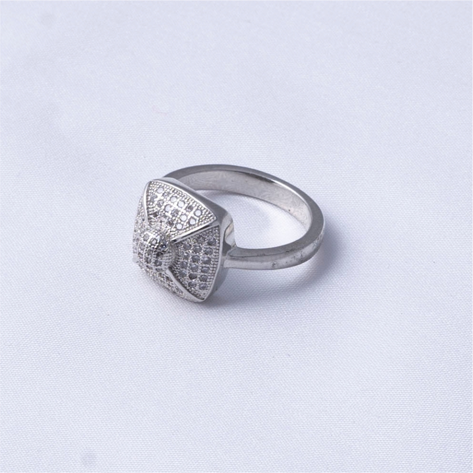Square Pavé Cluster 925 Silver Ring - Image 4