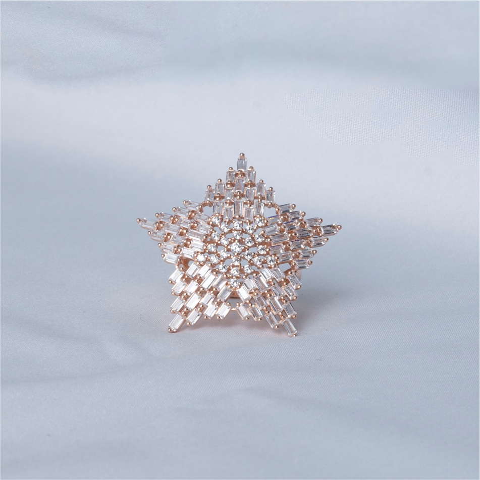 Star Design Rose Gold Plated Ring