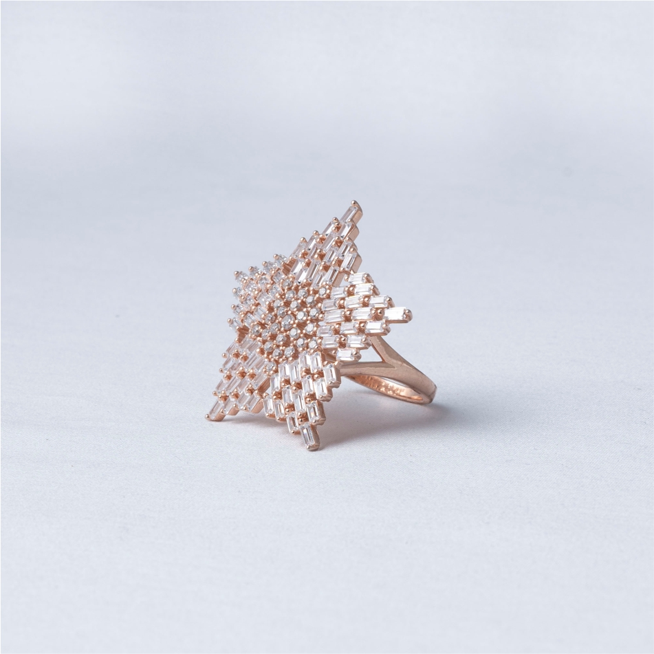 Star Design Rose Gold Plated Ring - Image 3