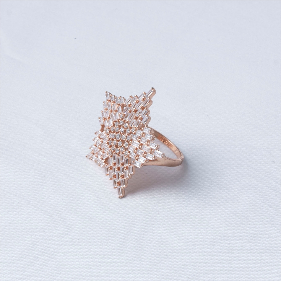 Star Design Rose Gold Plated Ring - Image 4