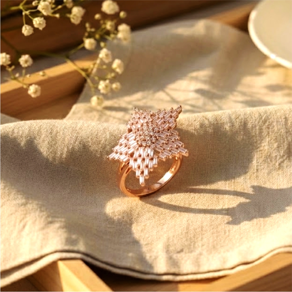Star Design Rose Gold Plated Ring - Image 2