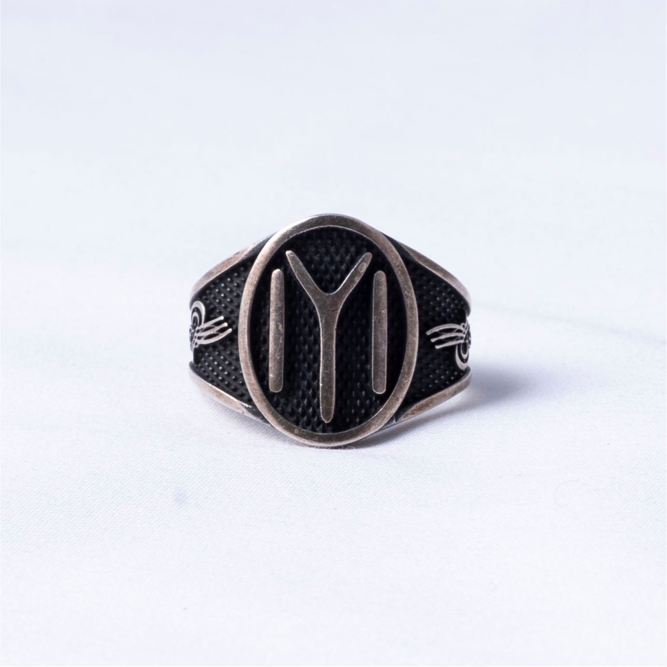 Turkish Symbol Oxidised 925 Silver Ring