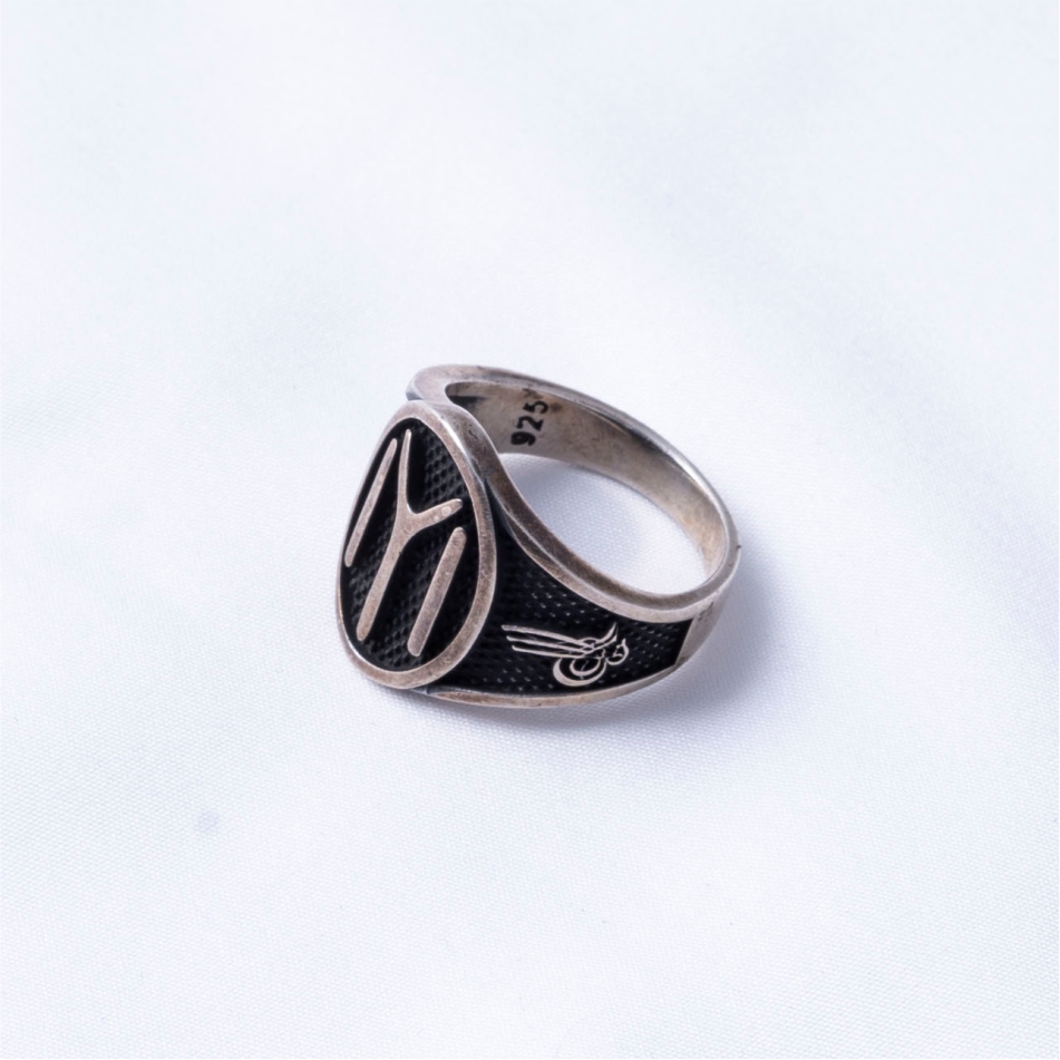 Turkish Symbol Oxidised 925 Silver Ring - Image 4
