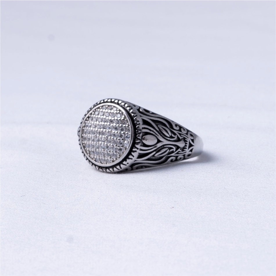 Vintage Pave Silver Signet Ring - Image 3