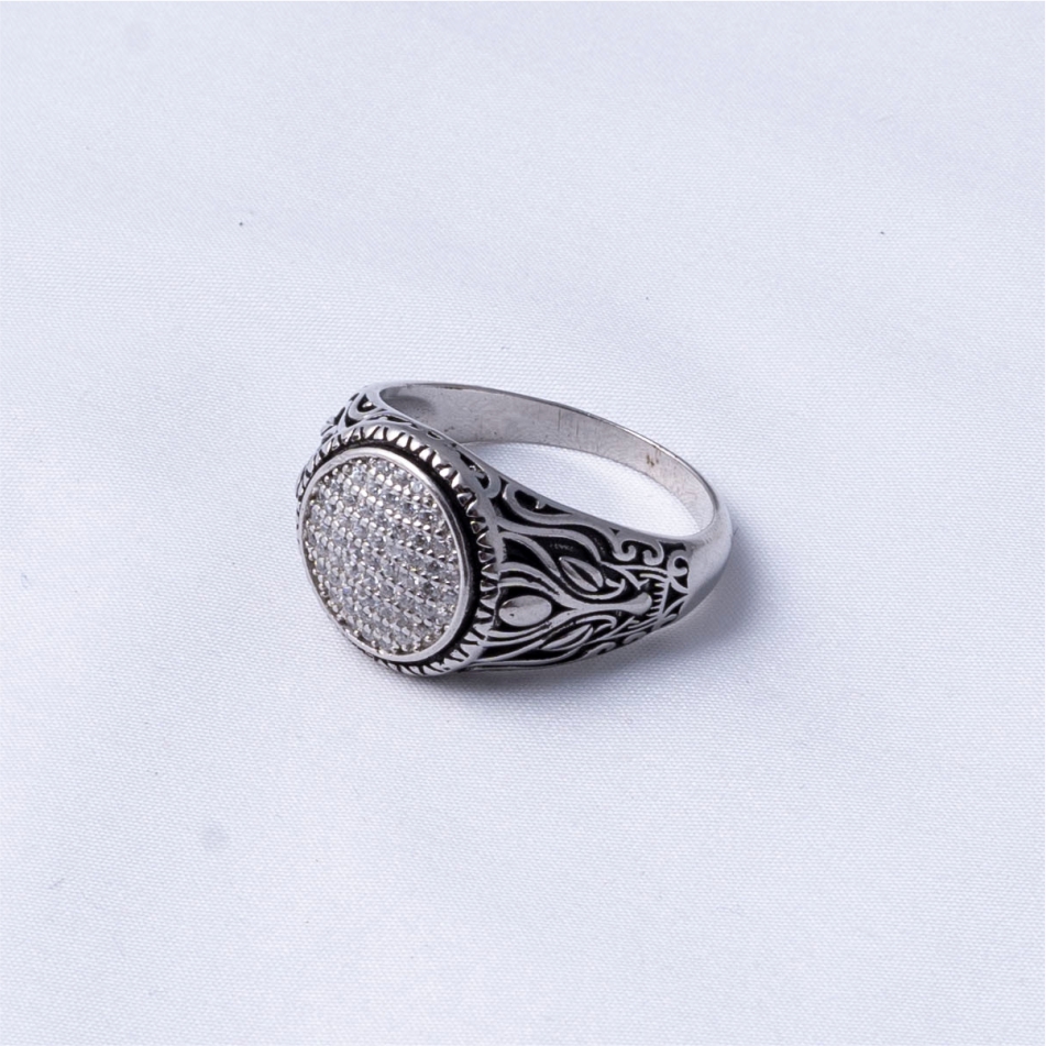 Vintage Pave Silver Signet Ring - Image 4