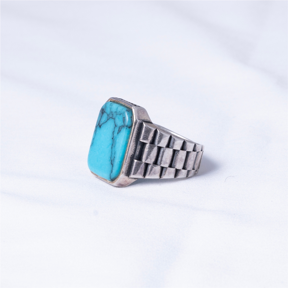Vintage Turquoise Signet Ring - Image 3